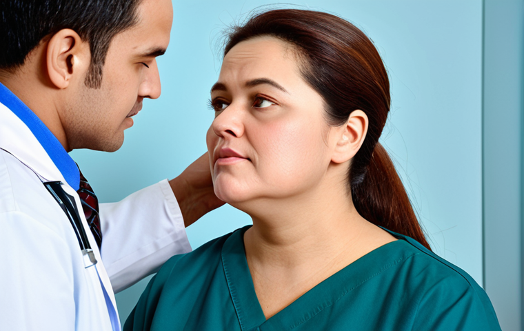 이중턱 교정 수술 - Diagnosing Double Chin Type**

"A professional female doctor in a clinic, examining a patient (fully...