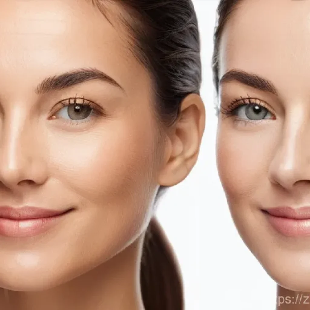 피부 탄력 개선 팁 - **Prompt: Skin Deep Revitalization**
    A close-up portrait of a woman in her late 30s to early 40s...