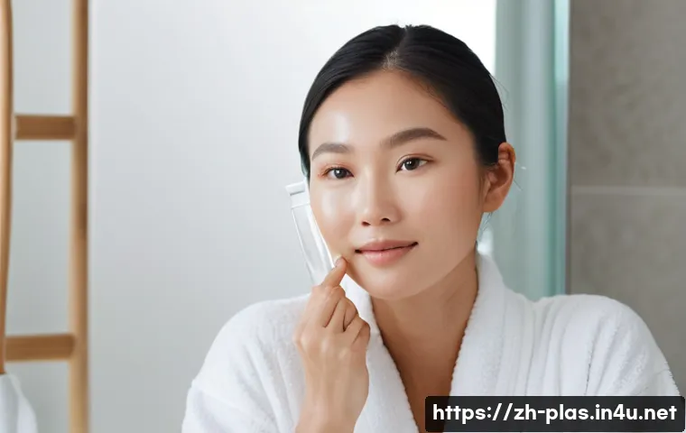 얼굴 주름 개선 시술 - **Youthful Radiance: The Daily Skincare Ritual**
    A close-up, soft-focus shot of an East Asian wo...